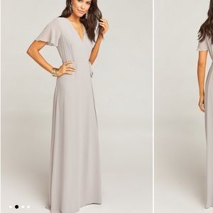 Mumu Dove Grey Noelle Flutter Wrap Dress